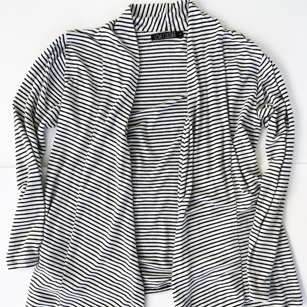Black and white striped cardigan